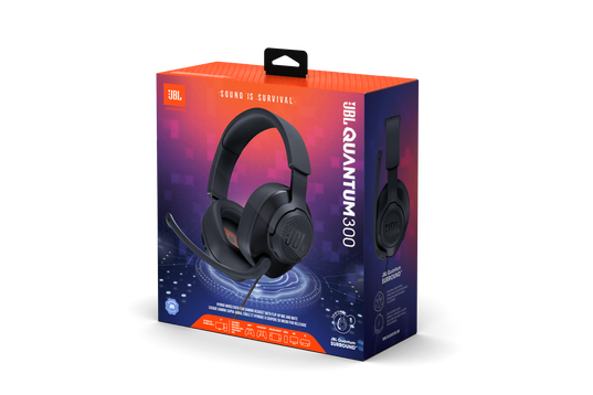 JBL Quantum 300 - Black - Hybrid wired over-ear PC gaming headset with flip-up mic - Detailshot 15